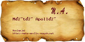Máté Apolló névjegykártya